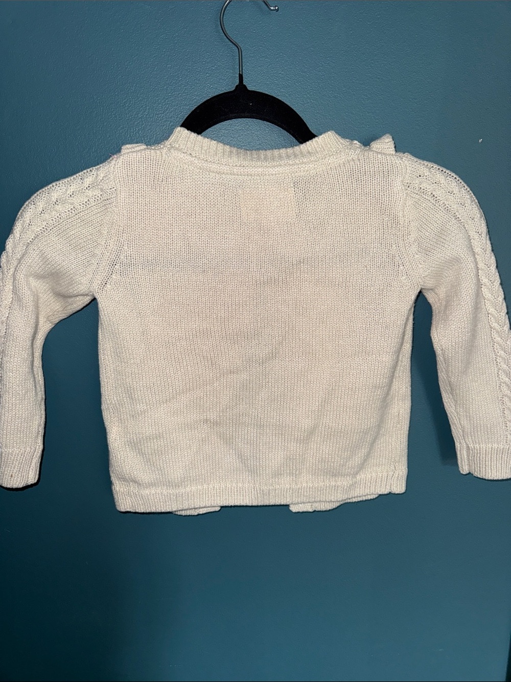Mini Boden Cream Ruffle Cable Cardigan - Picture 4 of 4